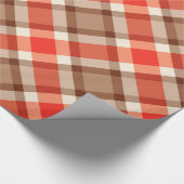 Grosses modernes Kariert, Korallenorange, Braun & Geschenkpapier (Ecke)