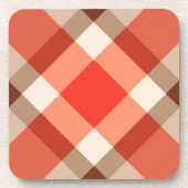 Grosses modernes Kariert, Korallenorange, Braun & Getränkeuntersetzer (Vorderseite)