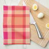 Grosses, modernes Kariertes, orangefarbenes, koral Geschirrtuch (Viertel Falte)