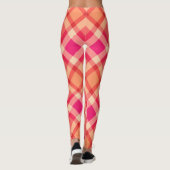 Grosses, modernes Kariertes, orangefarbenes, koral Leggings (Rückseite)