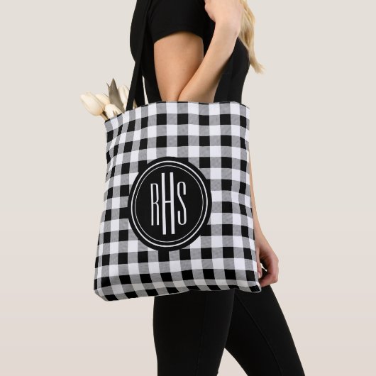 Großes Monogramm auf Büffelkaromuster-Schulter Tasche (Von Nahem)