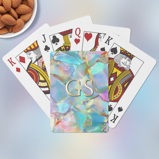 Großes Monogramm auf Opal Spielkarten
