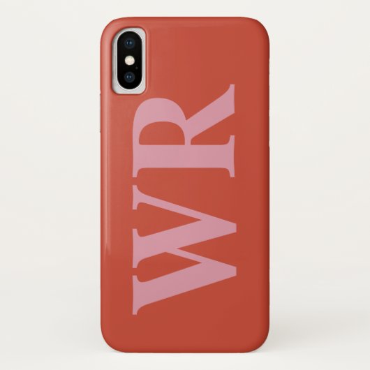 Großes Monogramm beschriftet weich rote und rosa Case-Mate iPhone Hülle (Rückseite)