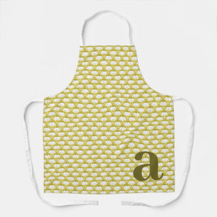 Großes Monogramm Dunkles Gold Vintage Blumenmuster Schürze