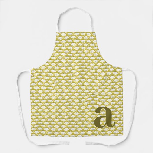 Großes Monogramm Dunkles Gold Vintage Blumenmuster Schürze (Vorderseite)