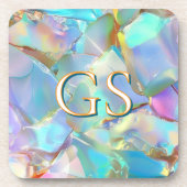 Großes Monogramm oder Name auf Opal Getränkeuntersetzer (Vorderseite)