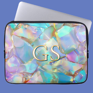 Großes Monogramm oder Name auf Opal Laptopschutzhülle