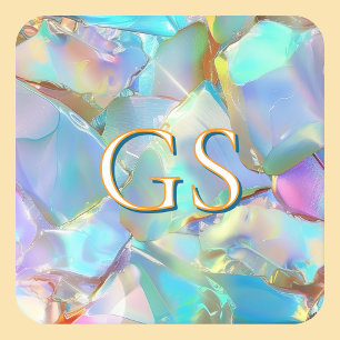 Großes Monogramm oder Name auf Opal Rechteckiger Pappuntersetzer
