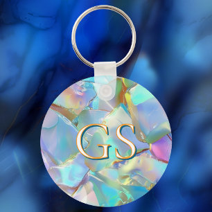 Großes Monogramm oder Name auf Opal Schlüsselanhänger