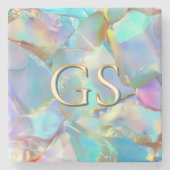 Großes Monogramm oder Name auf Opal Steinuntersetzer (Vorderseite)