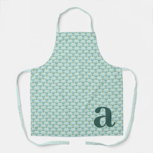 Großes Monogramm Teal Blau Vintage Blumenmuster Schürze