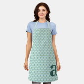 Großes Monogramm Teal Blau Vintage Blumenmuster Schürze (Getragen)
