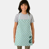 Großes Monogramm Teal Blau Vintage Blumenmuster Schürze (Insitu)