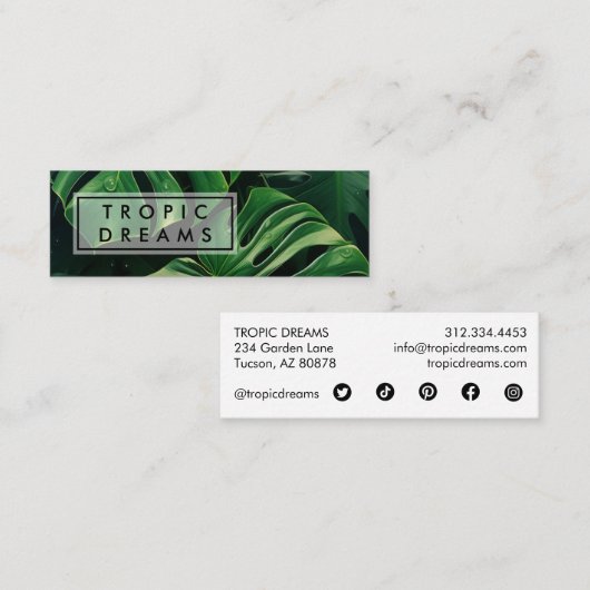 Großes Monstera Leaf Green Garden Foto Mini Visitenkarte (Vorne/Hinten)