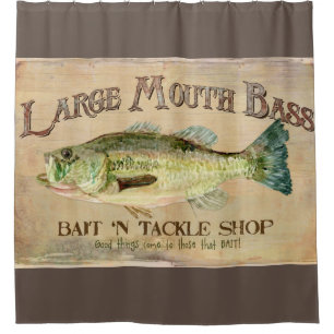 Großes Mouth Bass-See-Haus-Kabinen-Fischen-Dekor Duschvorhang