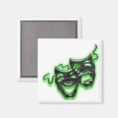 Großes Neongrün Masken Square Magnet (Vorderseite/Rückseite)