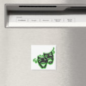 Großes Neongrün Masken Square Magnet (In Situ (Geschirrspüler))