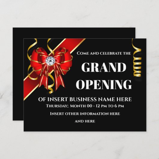 Großes Öffnen des roten, schwarzen Bugband Ankündigungspostkarte (Vorne/Hinten)