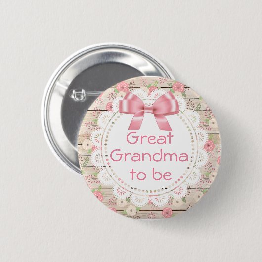 Großes Oma als Pink Bow Baby Showknopf Button (Vorne & Hinten)