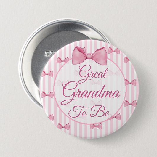 Großes Oma als Pink Bow Baby Showknopf Button (Vorne & Hinten)
