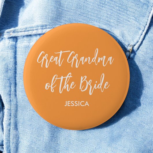 Großes Oma der Braut Orange Hochzeit Button
