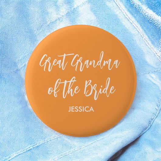 Großes Oma der Braut Orange Hochzeit Button