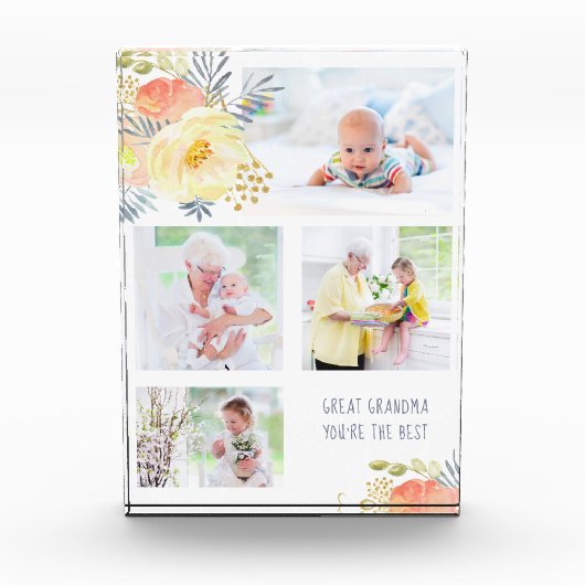 Großes Oma, du bist die beste Pfirsichgelbe Blüte Fotoblock (Vorderseite)