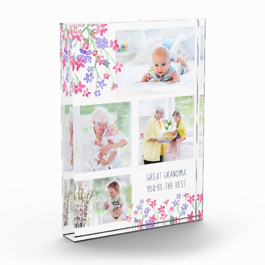 Großes Oma, du bist die beste rosa Ditsy-Flora Fotoblock (Links)