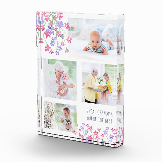 Großes Oma, du bist die beste rosa Ditsy-Flora Fotoblock (Rechts)