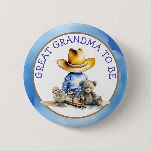 Großes Oma, ein Lil' Cowboy zu sein | Babydusche Button (Vorderseite)