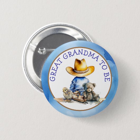 Großes Oma, ein Lil' Cowboy zu sein | Babydusche Button (Vorne & Hinten)