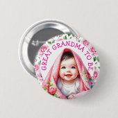 Großes Oma | Floral Baby Dusche Button (Vorne & Hinten)