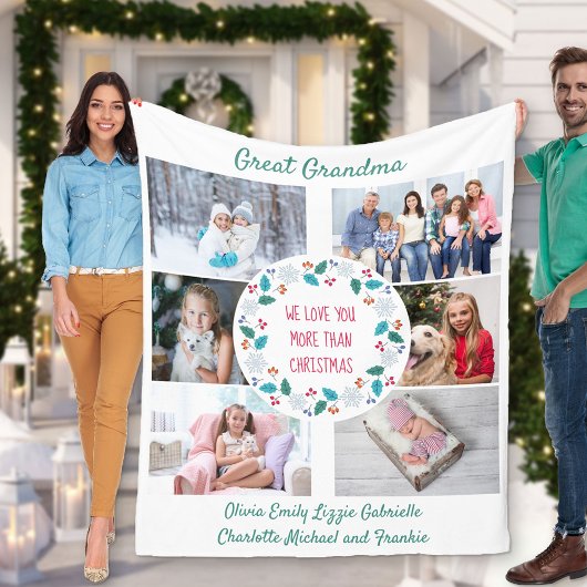 Großes Oma Foto Collage Winterwald Fleecedecke