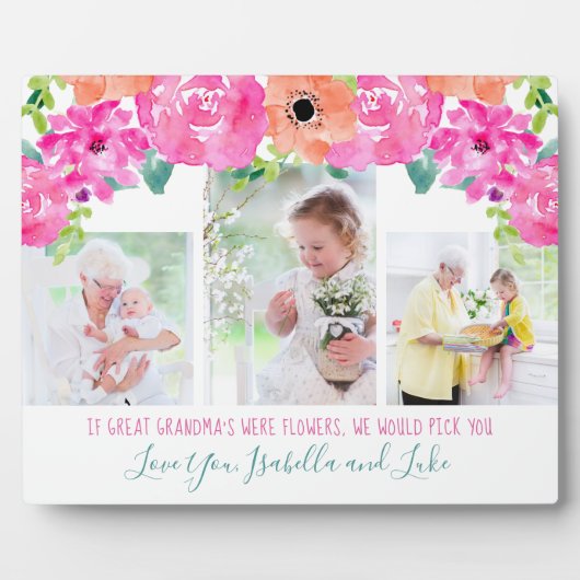 Großes Oma Gedicht 3 Foto Rosa Blüte Fotoplatte (Vorderseite)