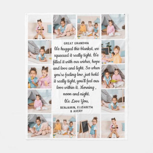 Großes Oma Personalisiert 14 FotoCollage Fleecedecke (Vorderseite)