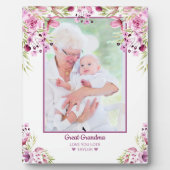 Großes Oma Rosa und Lila Blumenüberlagerungs-Foto Fotoplatte (Vorderseite)