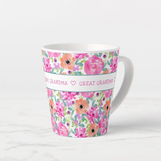 Großes Oma überall in blorrosa, orange grün Milchtasse (Rechte Ecke)