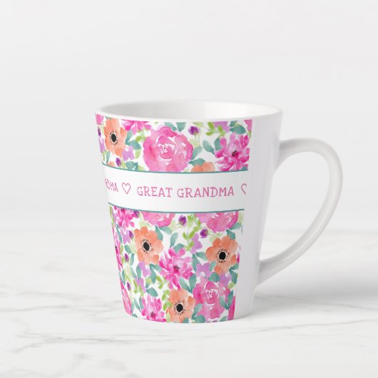 Großes Oma überall in blorrosa, orange grün Milchtasse (Rechts)