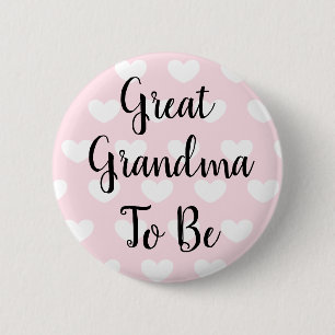 Großes Oma, um eine Pink Hearts Baby Dusche zu sei Button