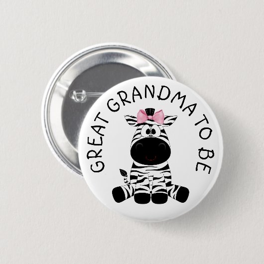 Großes Oma, um Zebra Baby Duschknopf zu sein Button (Vorne & Hinten)