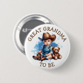 Großes Oma | Western Cowboy Babydusche Button (Vorne & Hinten)
