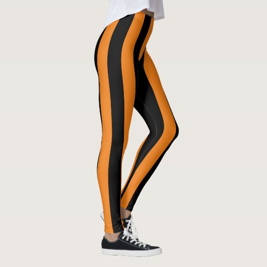 Großes orange Schwarzes Stripes Halloween Leggings (Rechts)