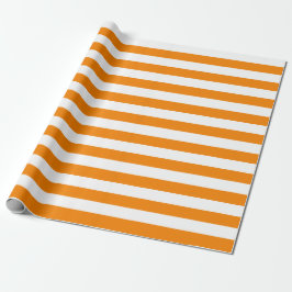 Großes Orange und Weiß Stripes Packpapier