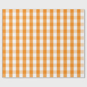 Großes orange und weißes Gingham-Packpapier Geschenkpapier (Flach)