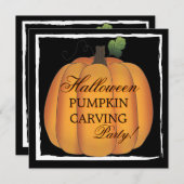Grosses Orangenhorn-Halloween-Kürbis-Carving-Party Einladung (Vorne/Hinten)