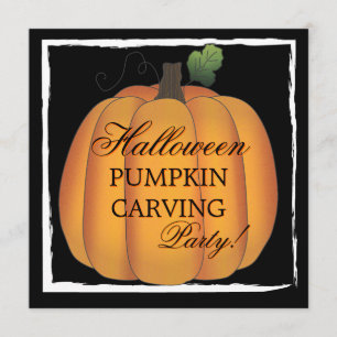 Grosses Orangenhorn-Halloween-Kürbis-Carving-Party Einladung