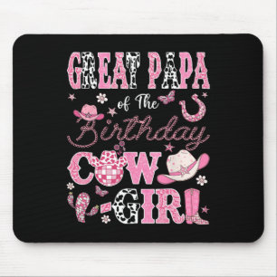 Großes Papa vom Geburtstagskuhmädchen Western Rode Mousepad