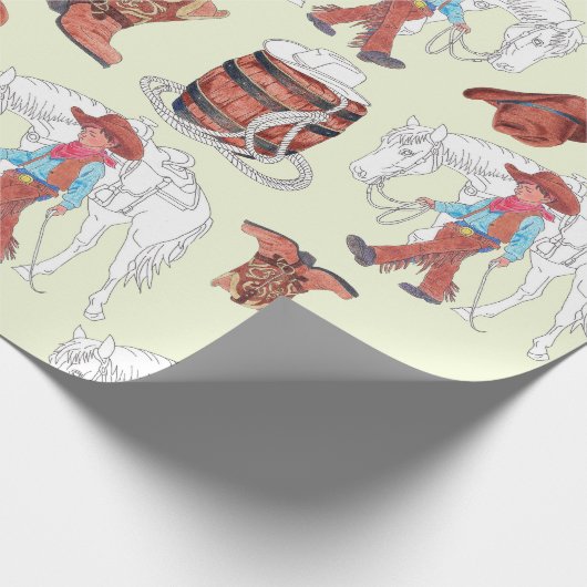Großes Papier zum Umblättern Cowboy und Pferd Geschenkpapier (Ecke)