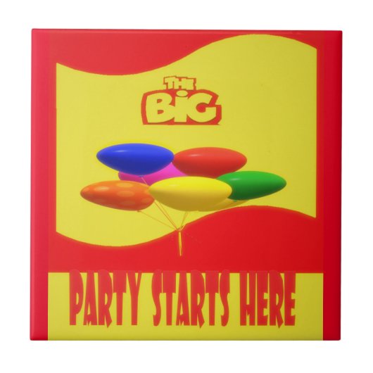 GROSSES PARTY MIT WÖRTERFARBEN, ROT JELOW FLIESE (Vorderseite)