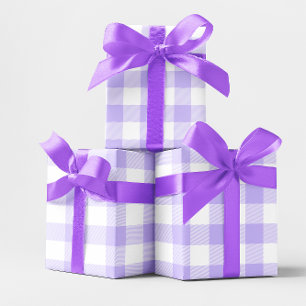 Großes Pastell-Lila und Weiß Gingham Geschenkpapier